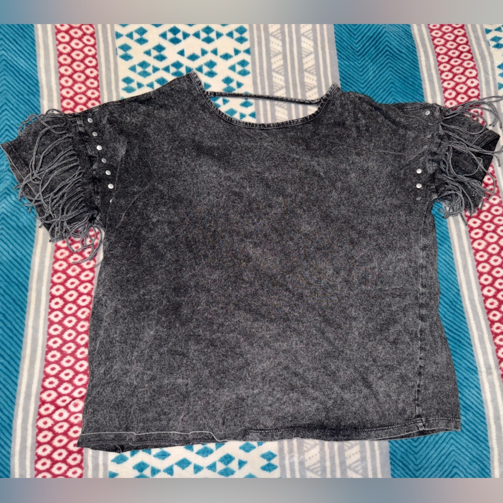 Idyllwind open back studded fringe shirt